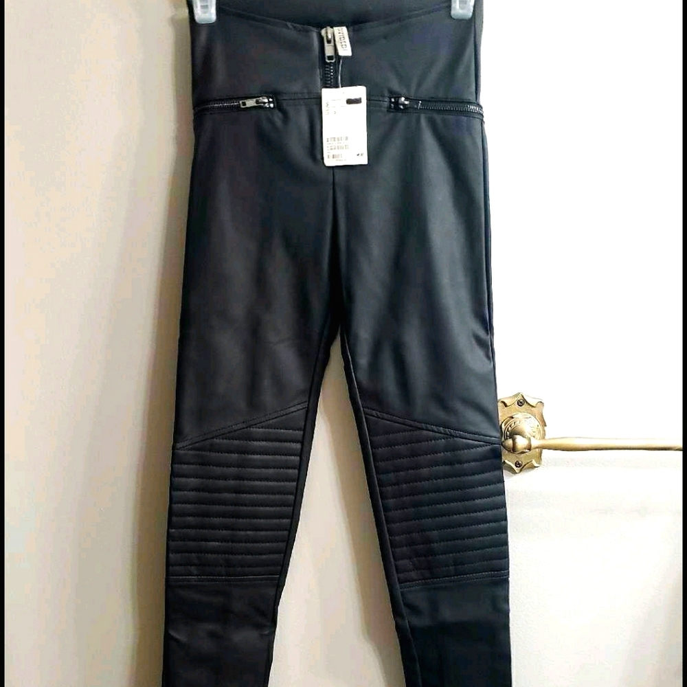 NWT.  H&M Back faux leather high-waisted pants.  2
